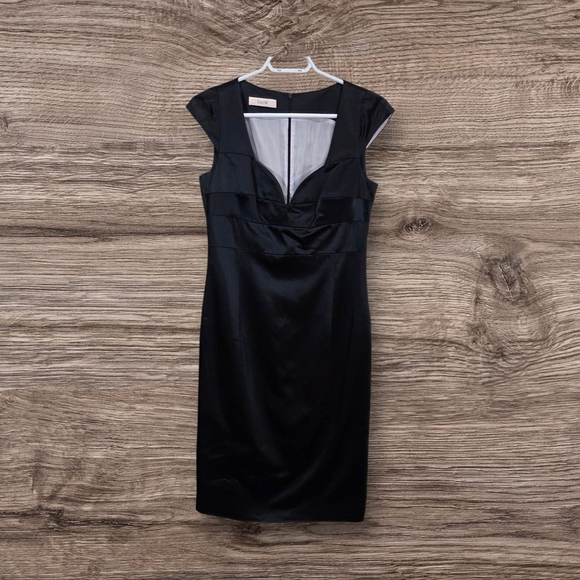 Laurel Black Sheath Midi Dress with Sweetheart Neckline Size Small - Picture 1 of 5